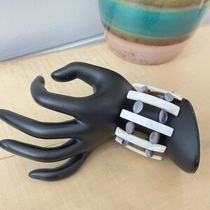 Handmade Ivory Grey Geometric Dual Tone Shell Bracelet Coastal Resort Daily